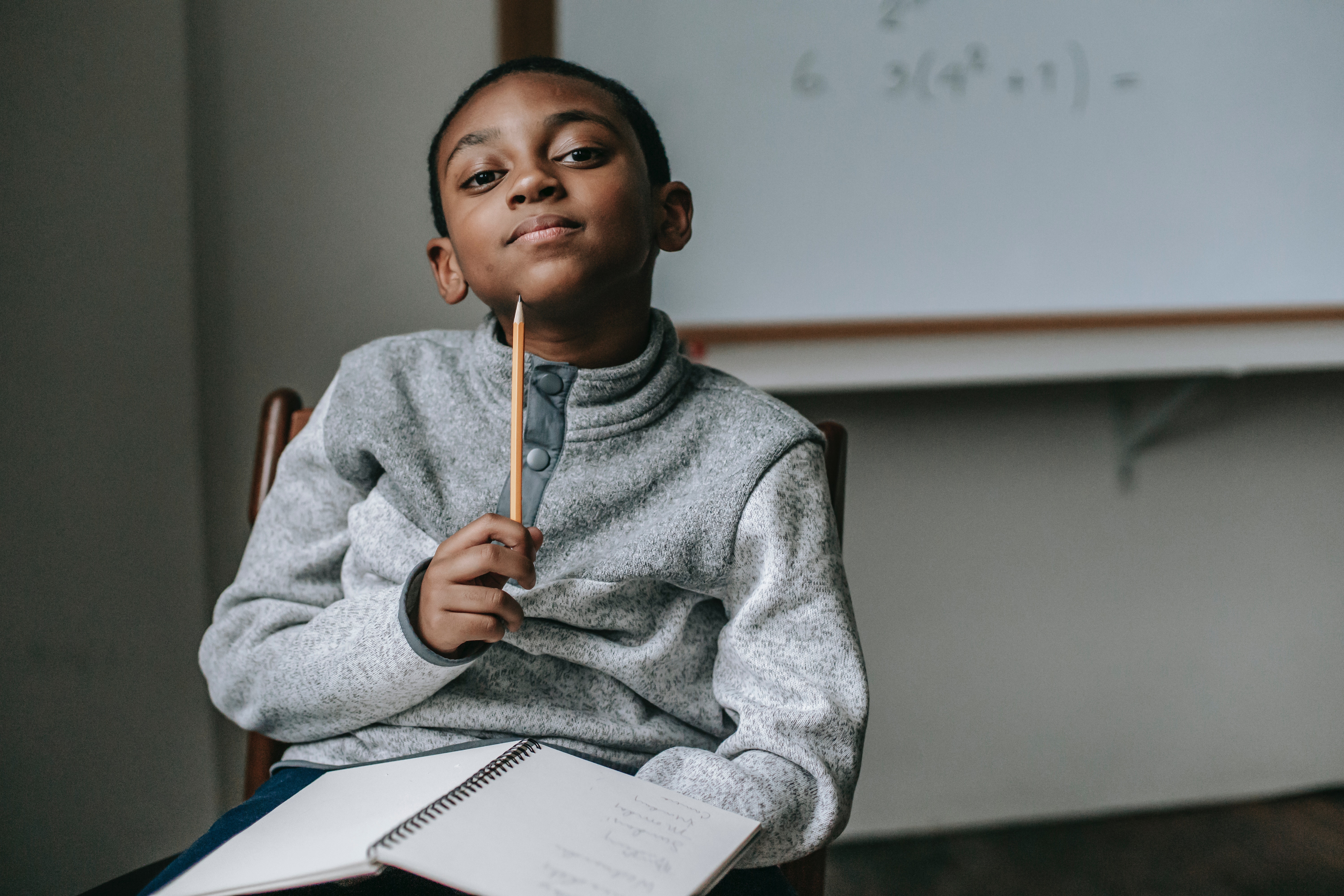 a boy studying