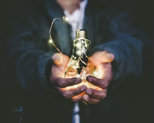 a child holding a bulb